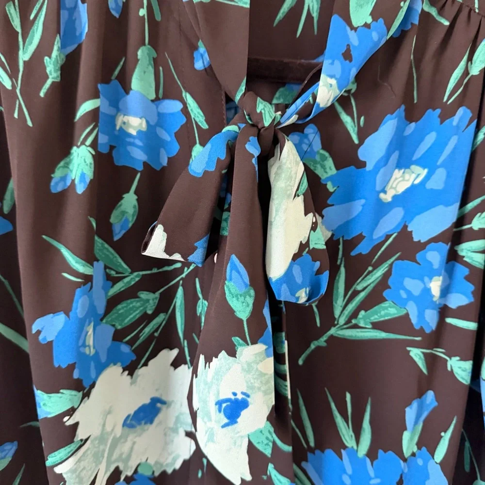 J. Crew Front Tie Button Floral Blouse Size S